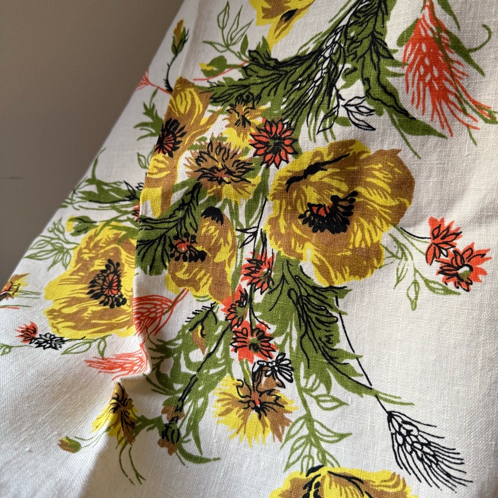 Vtg 1960s Cotton Irish Floral Linen - Picture 7 of 9